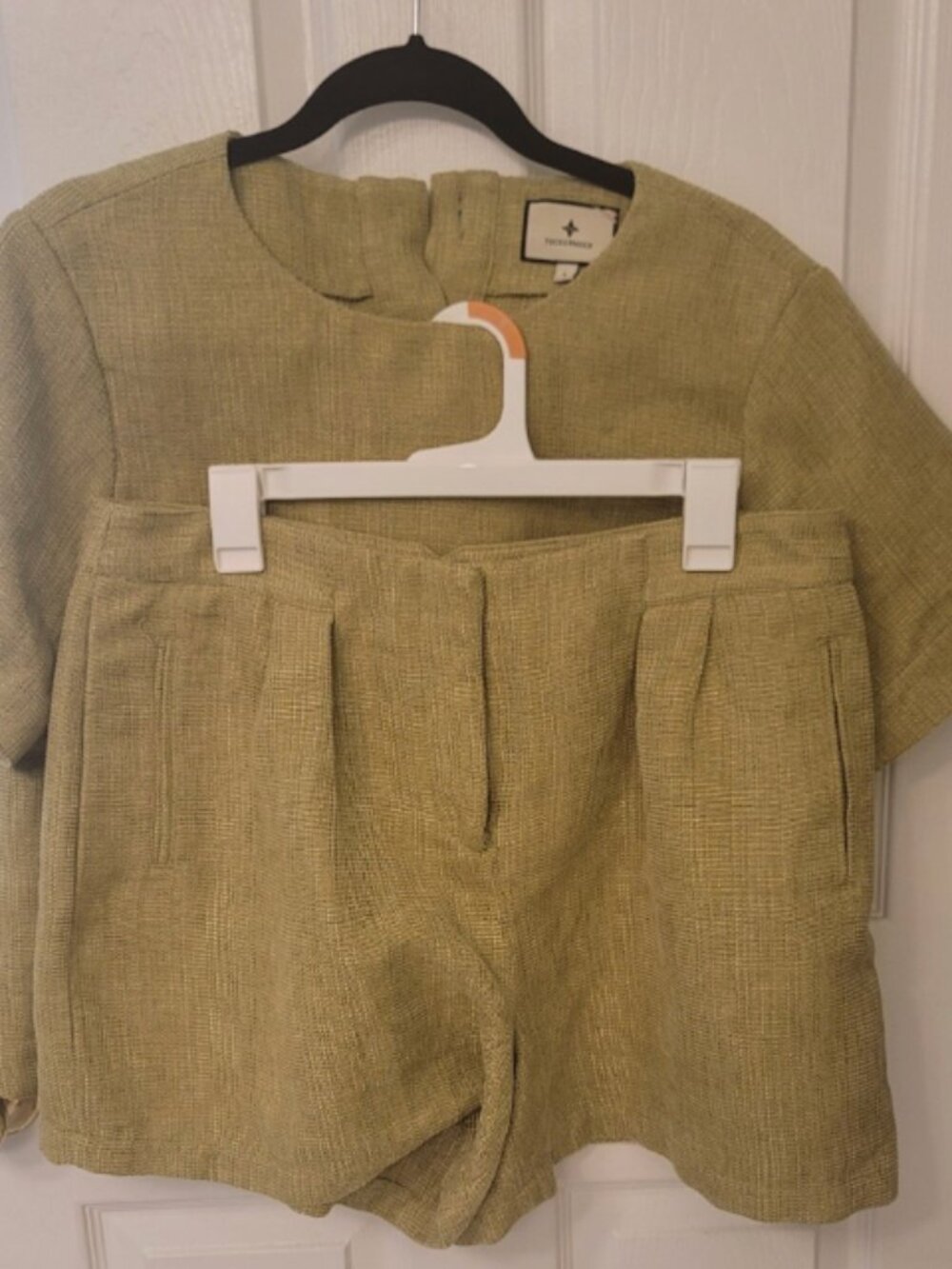 Tuckernuck Chartreuse Tweed Matching Set Top L + Shorts XL